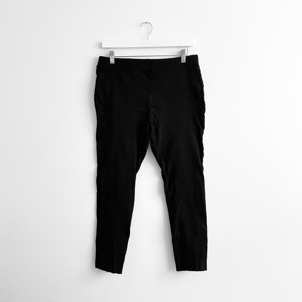 Michael Kors Chic Women's Cropped High Rise Trouser Pull on Pants Black Large